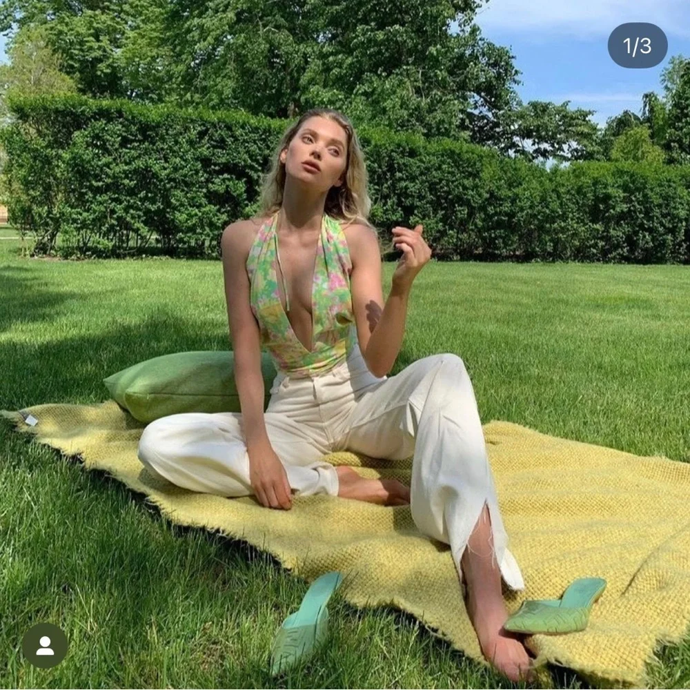 With Jean Rendezvous Floral Halter Wrap Top in Honeysuckle - Picture 5 of 16